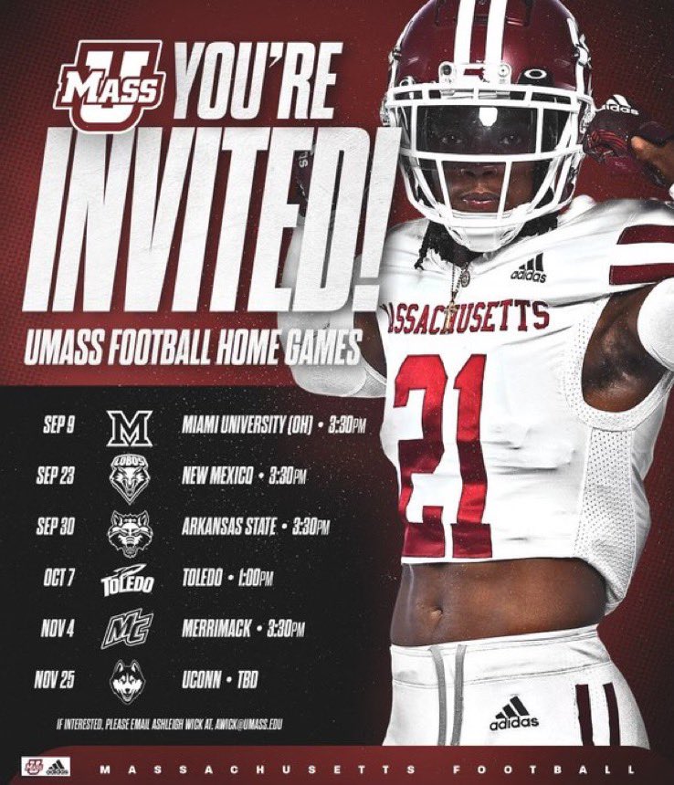 Back at <a href="/UMassFootball/">UMass Football</a> this weekend!! 
<a href="/CoachRoPo/">Rory Pommerening</a> <a href="/ValdamarTBrower/">Valdamar Brower</a> <a href="/FBCoachDBrown/">Don Brown</a> <a href="/TheCursiveU/">The Cursive 𝓤</a> <a href="/FrontierRedhaw1/">Frontier Redhawks Football</a>
