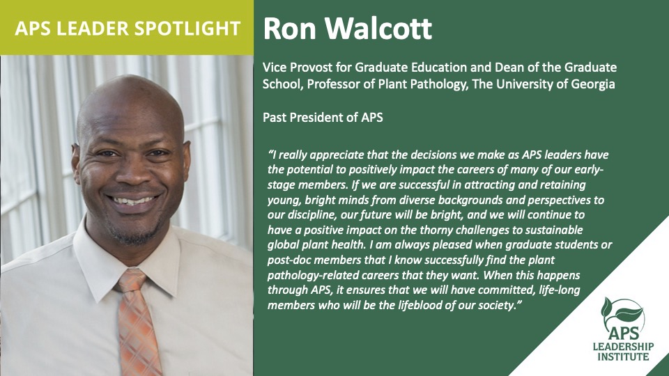 We are very excited to recognize the leadership of Dr. Ron Walcott, Past President of APS. #APS Leader Spotlight!