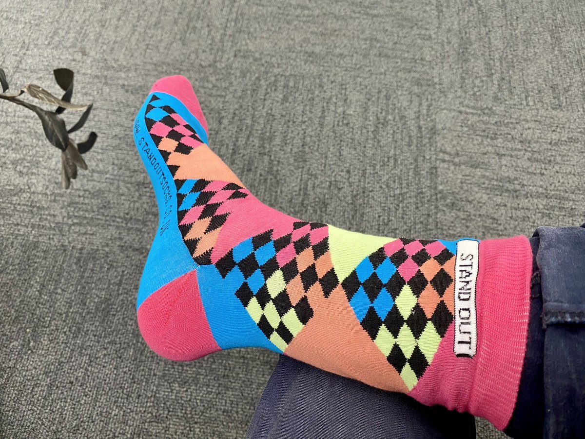 svstokes1975's tweet photo. @StandOutSocksUK  truly are amazing &amp; simply stand out. not only do they raise Down Syndrome awareness, they truly model what inclusive employment should look like. My partner received his first order so swiftly he felt compelled to change into them  #StandOutSocks #DownSyndrome https://t.co/BcbBgv4UrD