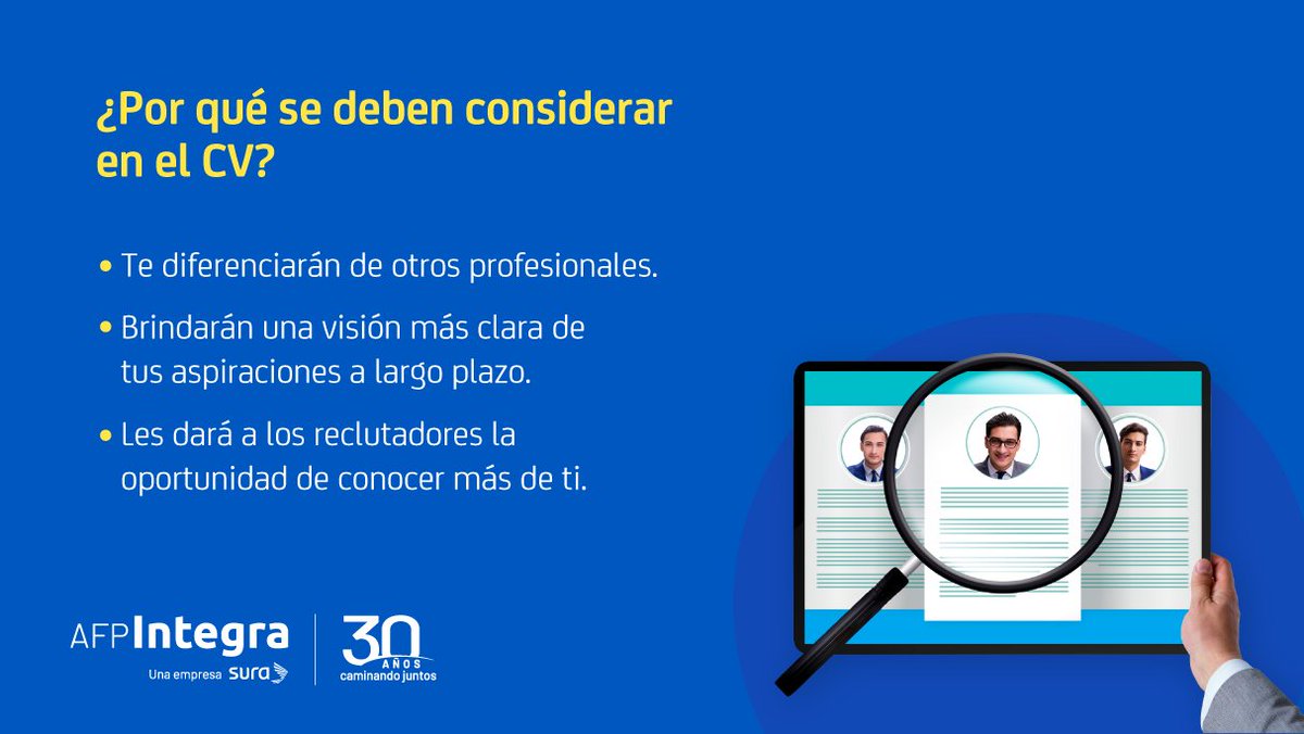 AFP_Integra's tweet photo. ¡Construye un CV de impacto con #TalentoImparable!
Si quieres destacar en el mercado laboral, es importante considerar los motivadores de carrera. Aprende qué son y por qué debes incluirlos en tu CV en el curso "¿Cómo construir un CV de impacto?" https://t.co/SDQq0xMpHI https://t.co/8vK3Ln5LzD