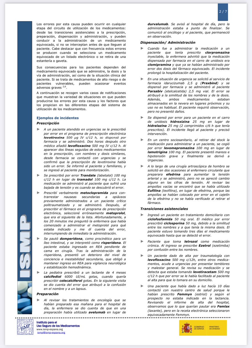 ISMP_Espana's tweet photo. NUEVO BOLETÍN - 📆 NOV 2️⃣0️⃣2️⃣3️⃣

Prevención de errores de medicamentos causados por la similitud del nombre o de la apariencia de los medicamentos 

#SegPac

📌 https://t.co/himudmn5dE

🗞️ https://t.co/jqVGIjIx7O https://t.co/xaYbmTyfv2