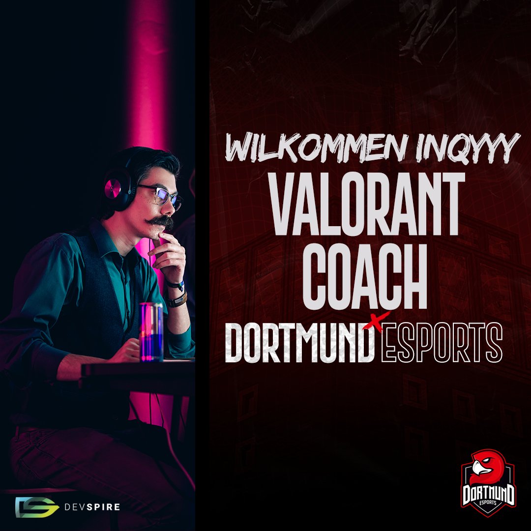 DortmundEsports's tweet image. 🦅 WILLKOMMEN @InQyyy 🦅

Auch im Coaching-Staff gibt es eine "Neuerung". Wir möchten euch offiziell InQyyy als Coach bei Dortmund eSports vorstellen.

Durch seine E-Sport Trainer Ausbildung beim @ESBD_Verband wird er viel Input mitbringen 🥸

#dortmundesports #dortmund #esports