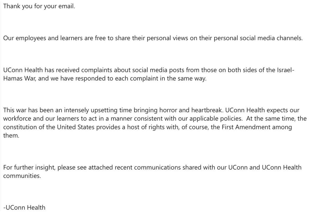 StopAntisemites's tweet photo. An "X" account associated with UConn Pediatric resident Bailey Quinn reveals even more disturbing disdain for Jews, with Quinn posting, "watching Zionist physicians foaming at the mouth for more bloodshed & revenge".

Even more shocking is UConn Health's response to the complaints they are receiving, stating "our employees and learners are free to share their personal views on their personal social media channels".  

Are Jewish patients safe in this woman's care?
