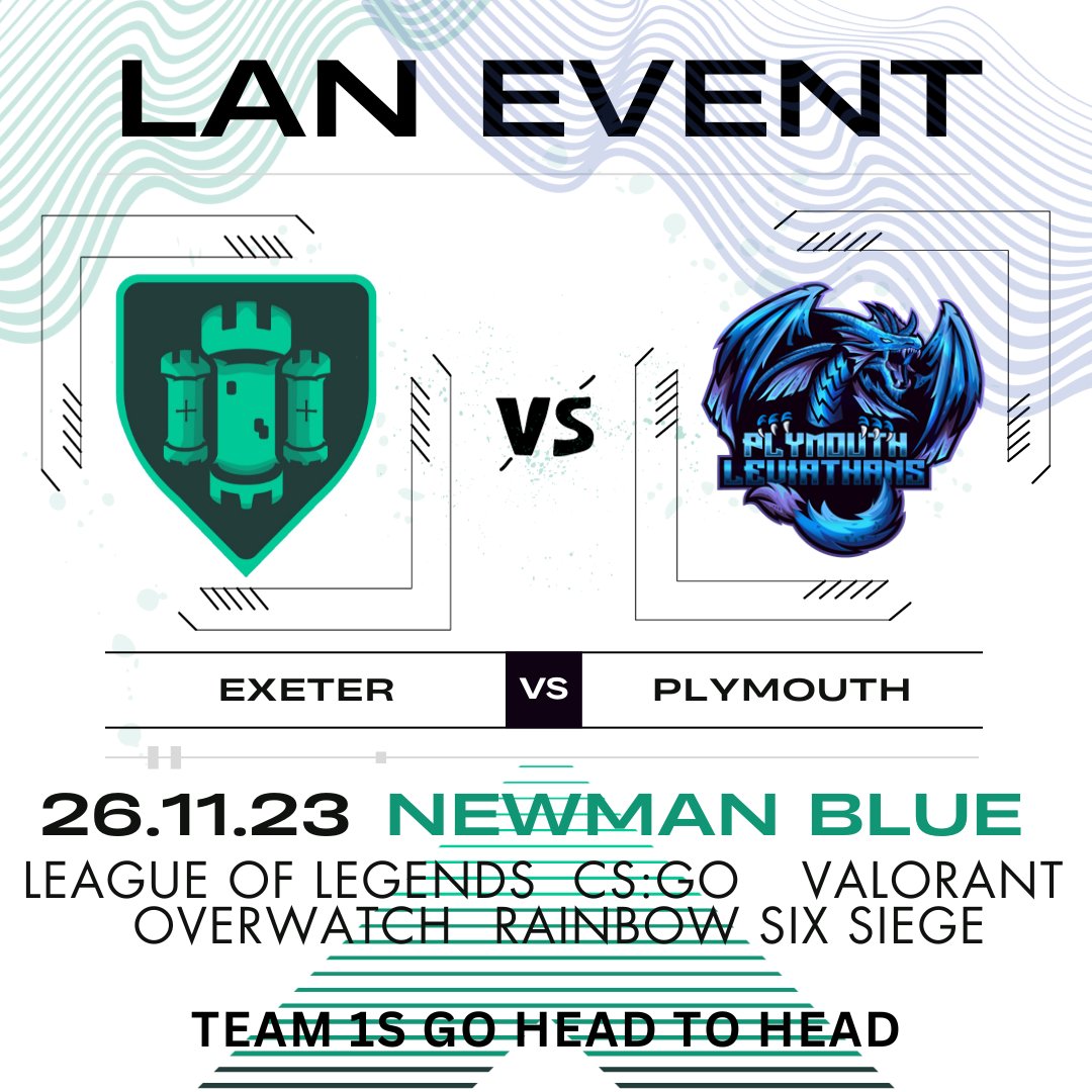 ExeterEsports's tweet photo. We are happy to announce our first LAN event! Made possible by the @nse_gg @IntelUK 'Intel Event in a Box' scheme!
Saturday 25th - Society Matches
Sunday 26th - Exeter vs @PlymLeviathans Team 1 matches
We will be running the LAN over two days.
#inteleventinabox https://t.co/kgMLAfnups