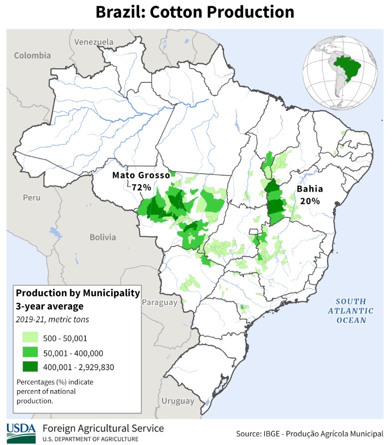 kannbwx's tweet photo. 🇧🇷When considering #Brazil's weather needs, keep in mind how the crops are distributed and what areas matter. These maps should help:
▪️#Soybeans 
▪️1st #Corn
▪️2nd Corn 
▪️#Cotton https://t.co/UK6vB1SMI6