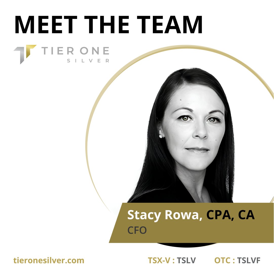 TierOneSilver's tweet photo. Stacy Rowa, a Canadian CPA and CA, brings over 15 years of experience with Canadian and US public resource companies to the table. 

Discover more about the accomplished leaders guiding Tier One Silver forward: https://t.co/56Ey6V3nCZ

#TierOneSilver #Gold #Silver $TSLV https://t.co/FT3THhXgYY
