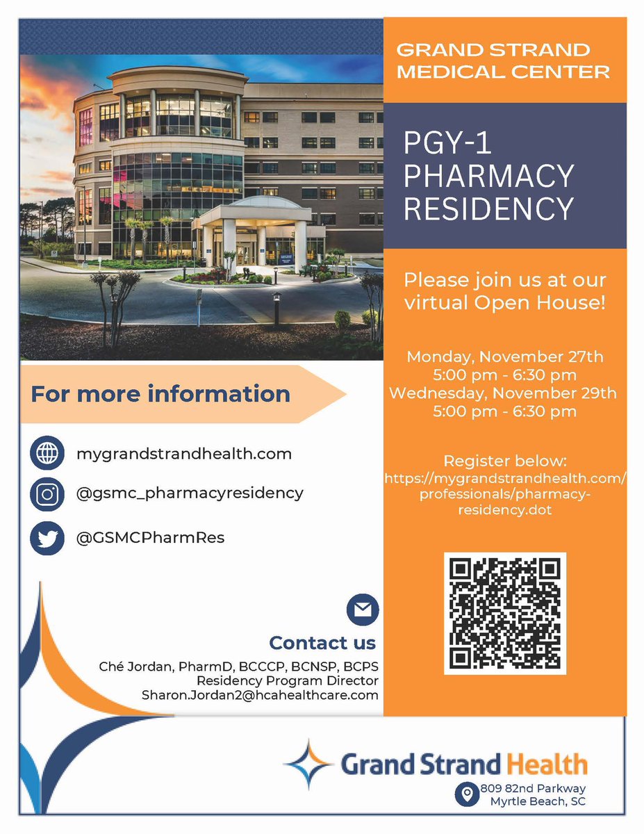 GSMCPharmRes's tweet photo. ✨Join us for one of our virtual open houses this month! ✨ #GSMCPharmacy #PharmacyRes #PharmRes #PGY1Pharmacy #TwitteRx https://t.co/U8mPF24F2w