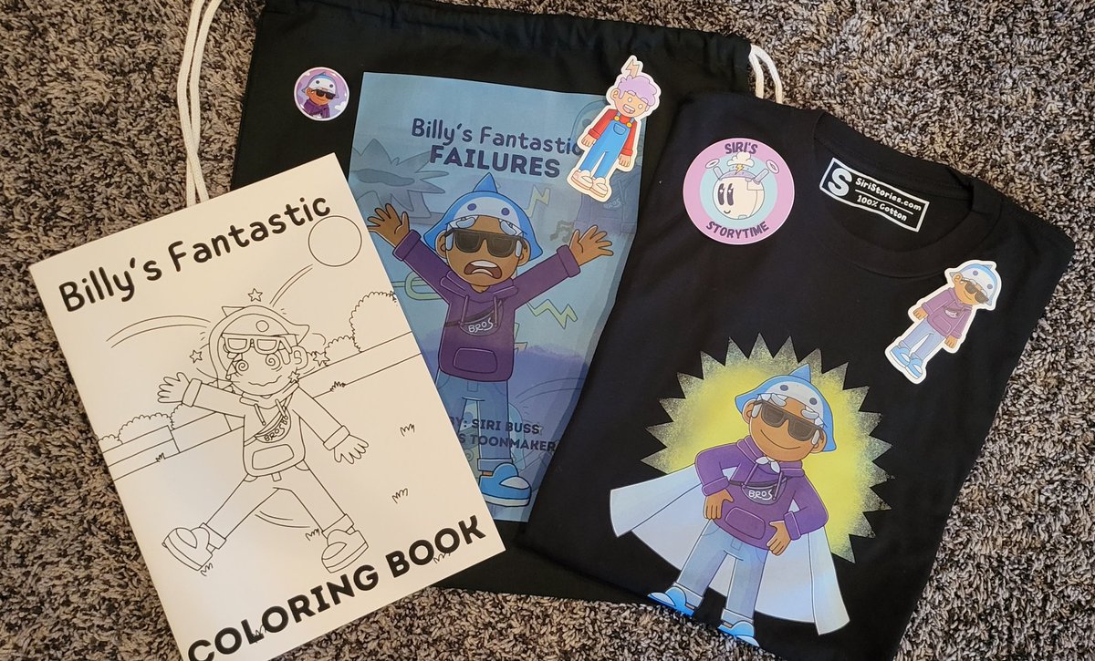 SiriSaysYT's tweet photo. Someone placed an order for
🔹 Billy Confident tee 
🔹 Sticker and button pack

I am so grateful I'm sending a coloring book and a canvas book bag as 'THANK YOUS'

I appreciate you human who shall remain nameless unless you want to be named 🤣 https://t.co/h0ve1NJFTK