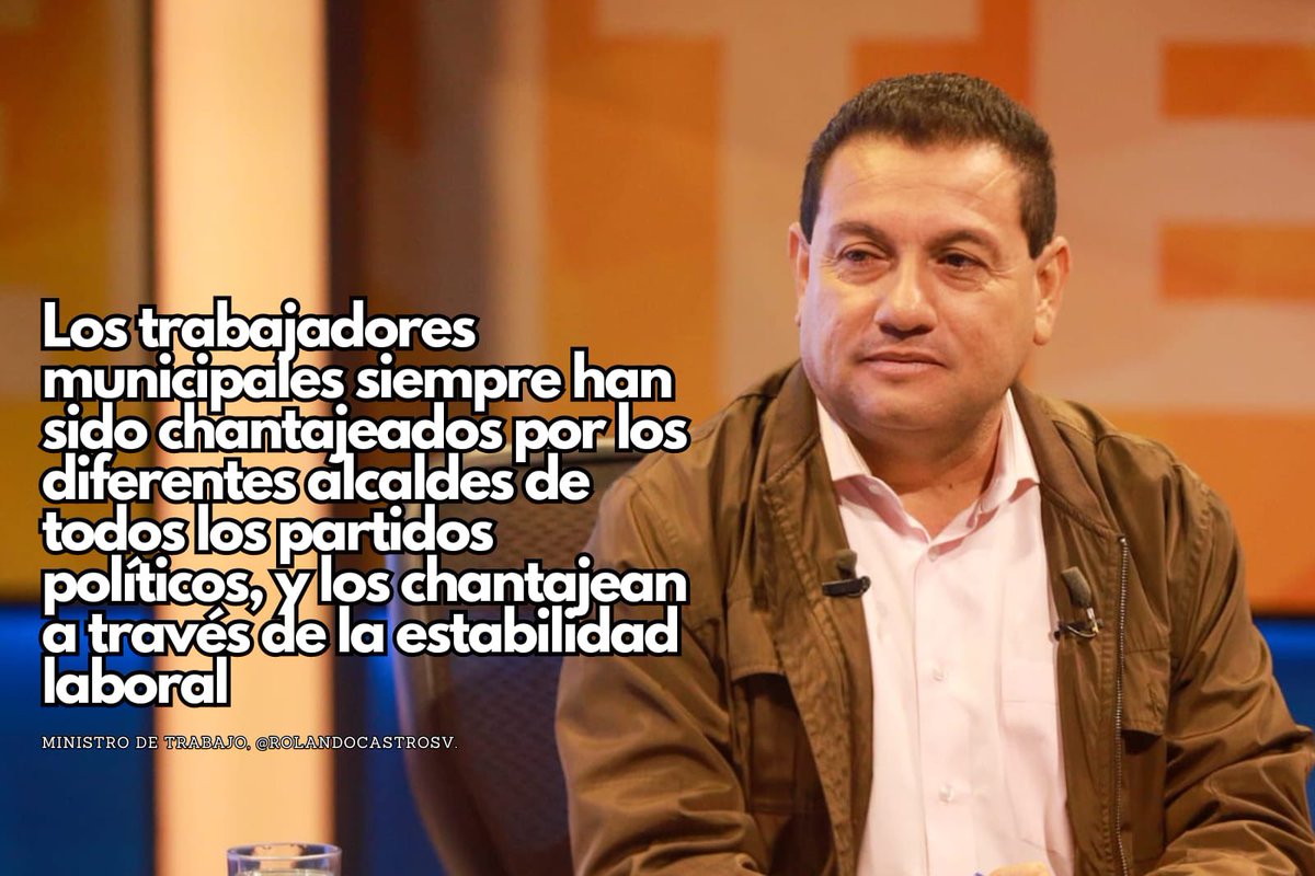 Roj86Marc's tweet photo. "Mi único interés, en esta transformación que el país vive, es dejar una cultura de respeto a los derechos de la clase trabajadora"

Ministro de Trabajo @RolandoCastroSV https://t.co/nor41MPgDd