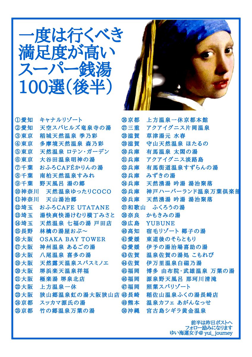 yui_journey's tweet photo. 一度は行くべき
満足度が高いスーパー銭湯100選〈後半〉 https://t.co/t6W4mbAaJR