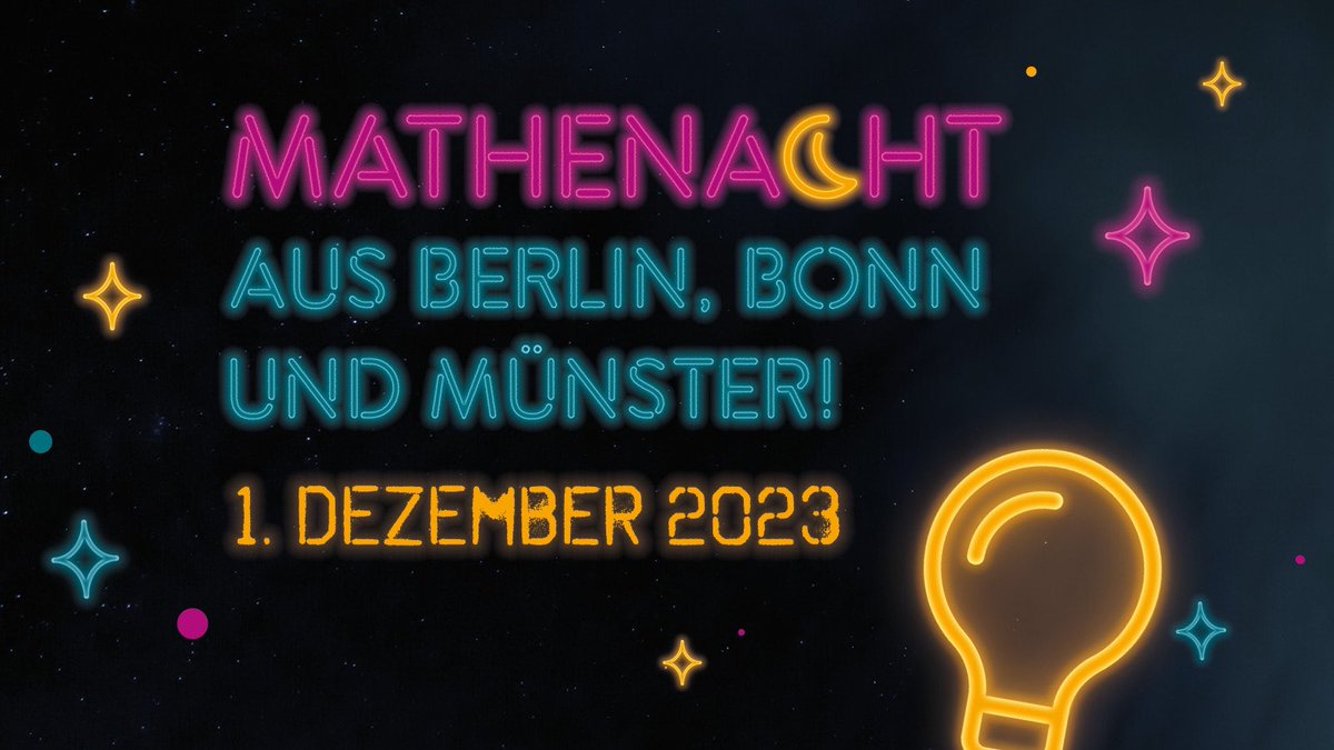 ⭐️🌙 🕯December 1st: Math Night 🕯⭐️🌙 Scientists from @MATHplusBerlin, the HCM @UniBonn and @math_muenster will be demonstrating in illustrative workshops and talks how diverse and fascinating mathematics is. Program: uni-muenster.de/MathematicsMue…