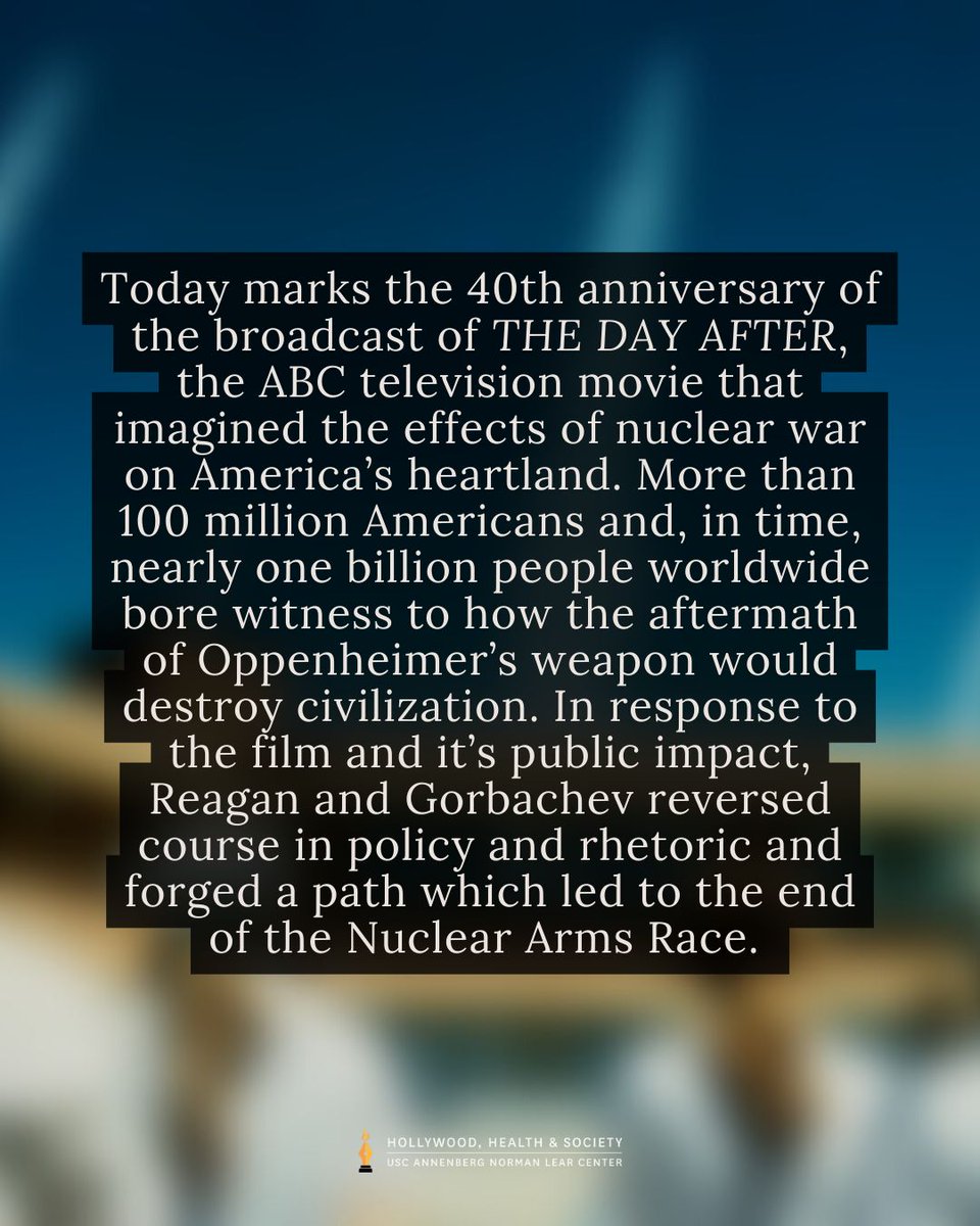 HollywdHealth's tweet photo. In the new book "Apocalypse Television: How The Day After Helped End the Cold War", @USC Professor #DavidCraig describes how a of storytellers harnessed TV to prevent global nuclear annihilation. https://t.co/P5D6LSKYCz https://t.co/RoWgsHfXnV
