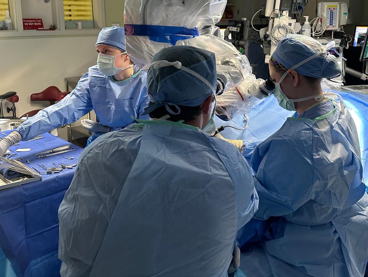 See one, do one, teach one. Here we have Chief Dr Johnson walking PGY-2 Dr Cress through a mastoidectomy for a cochlear implant. #ent #oto #entresidency #otoresidency #otomatch2024 #seeonedooneteachone #mastoidectomy #cochlearimplant #medtwitter