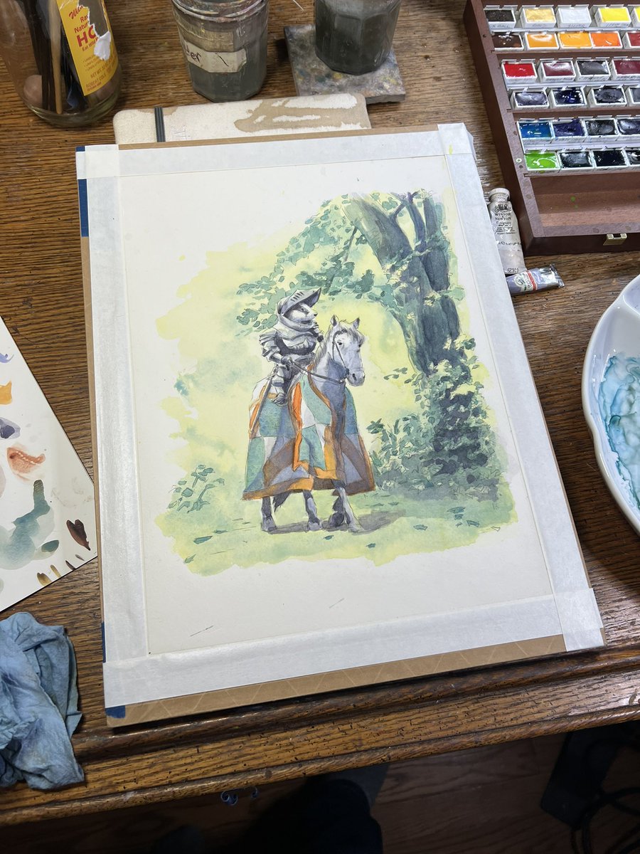 Putting color down. #wip #badger #whimsy #fantasy #illustration #watercolorpainting