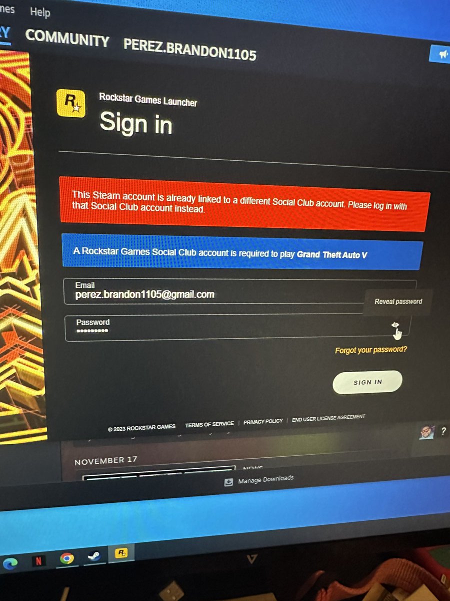 vRandizy's tweet photo. @RockstarSupport I just need help with my account, it says please use account associated with the steam account but I am using the email from the steam account. Please help 😞 https://t.co/KvWWuT31z2