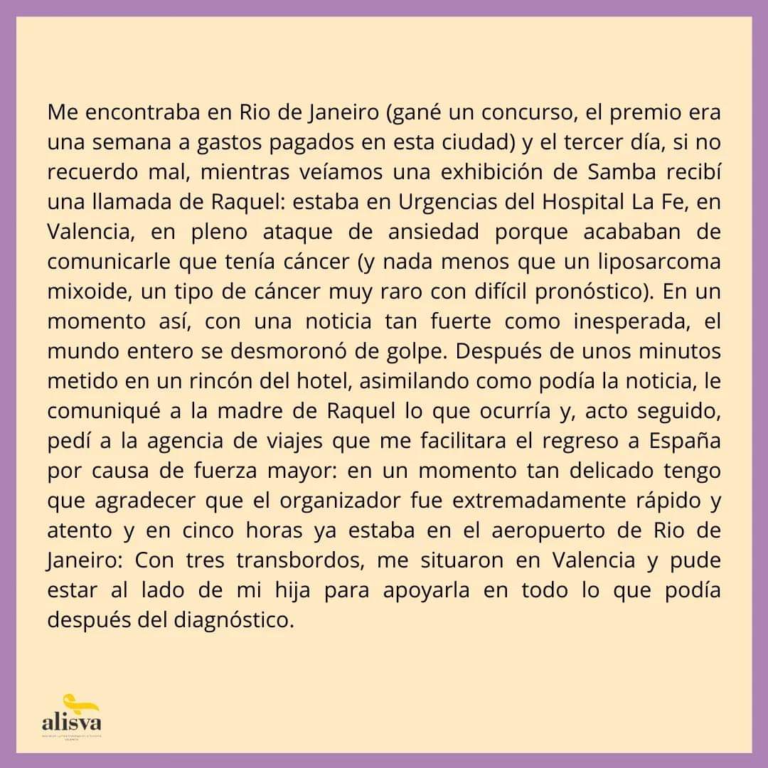 ALISVA_Sarcoma's tweet photo. Ser padre y afrontar el sarcoma con tu hija: el periplo de una enfermedad.
Hoy vemos a través de los ojos de Paco cómo impactó el sarcoma en sus vidas.

Seguimos dando visibilidad.🎗️💪🎗️
#sarcomasurvivor 
#sarcomachallenge 
#sarcomaawareness https://t.co/mWmd6StWzT