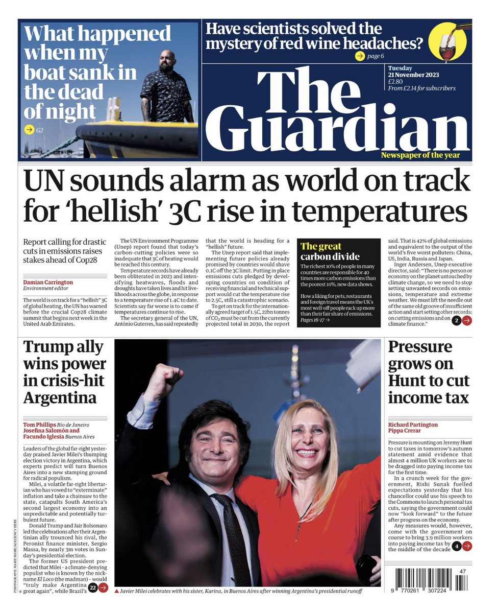 If the Guardian is the only paper to front page this then I can’t see how we can make it. People with influence need to urgently call out the Mail and The Sun and their suppression of the climate change reality - or the public will never demand what’s necessary. This situation is