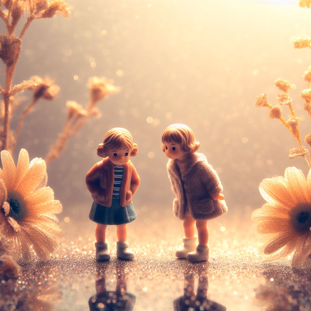 anuaakash's tweet photo. Dalle3 on Bing

Prompt:

two miniature real children watching curiously, salt flower, flowers, gold, glitters, hazy