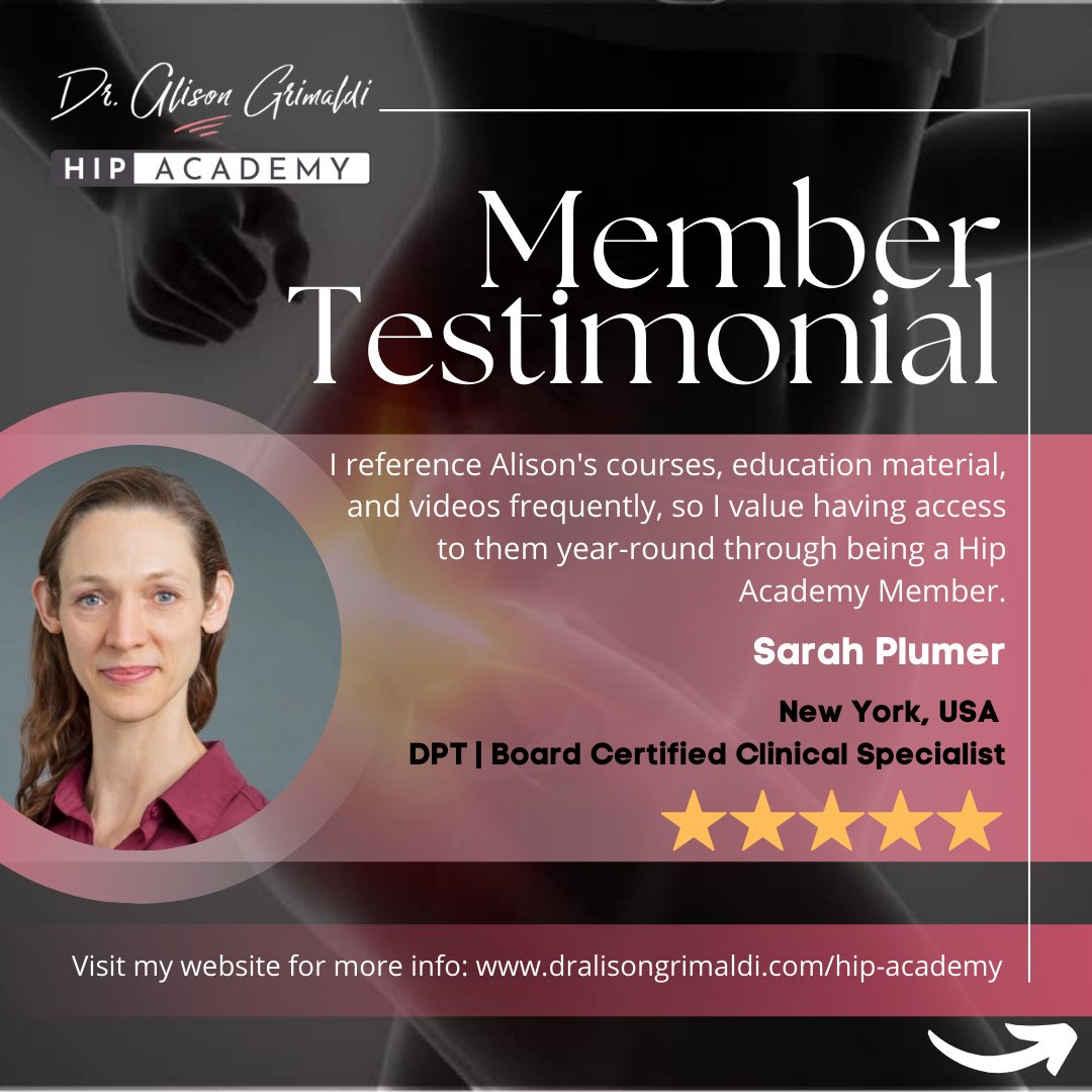 alisongrimaldi's tweet photo. Wondering if Hip Academy is for you? Here's what our members are saying. Access your personal hip physiotherapy learning hub and a global health professional community on your computer, on the go, or live-online.

LINK: https://t.co/N37lZGRNvT https://t.co/V8ZkpPjLcY
