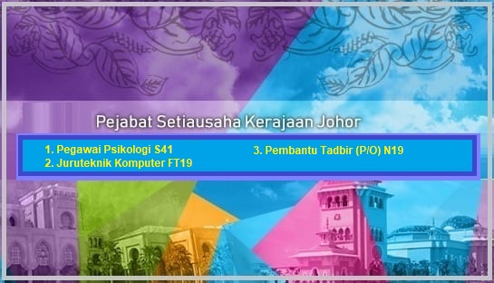 JAWATAN KOSONG Pejabat Setiausaha Kerajaan Negeri Johor 1. Pegawai Psikologi S41 2. Juruteknik Komputer FT19 3. Pembantu Tadbir (P/O) N19 Tarikh tutup: 7 Dec 2023 𝐊𝐋𝐈𝐊 𝐒𝐄𝐊𝐀𝐑𝐀𝐍𝐆 >> iklanjawatankosong.org/jawatan-kosong…