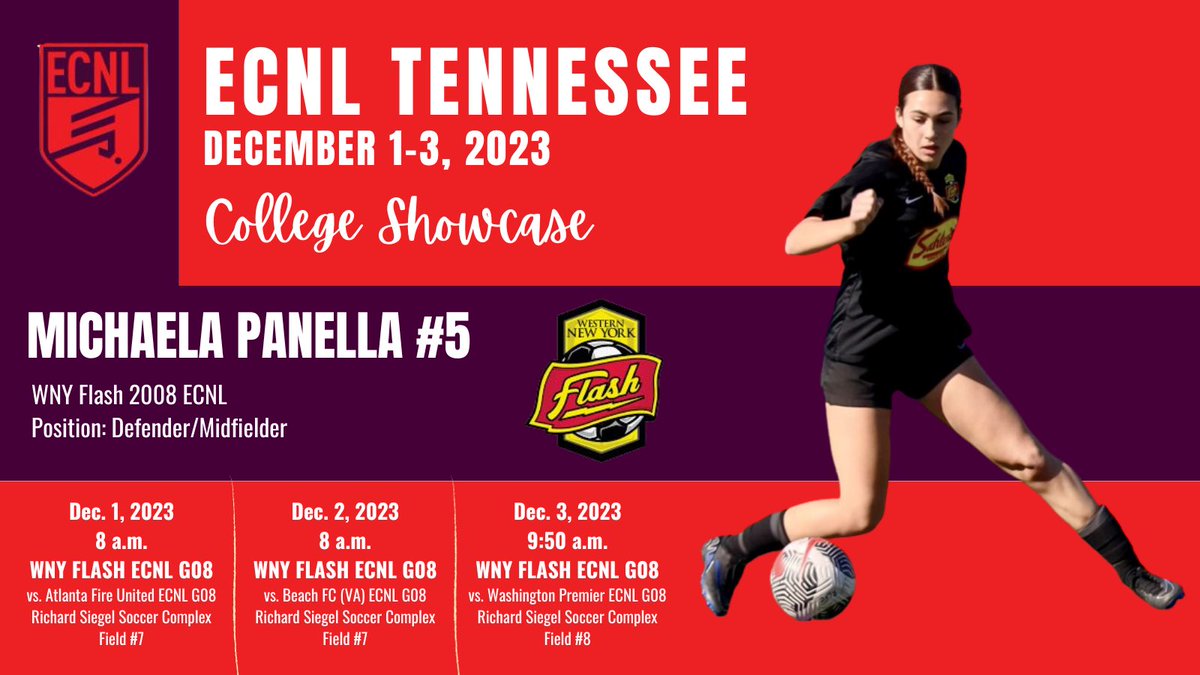 I will be in Tennessee at the ECNL Showcase in December! Here is my schedule! ⚽️⚡️🎸