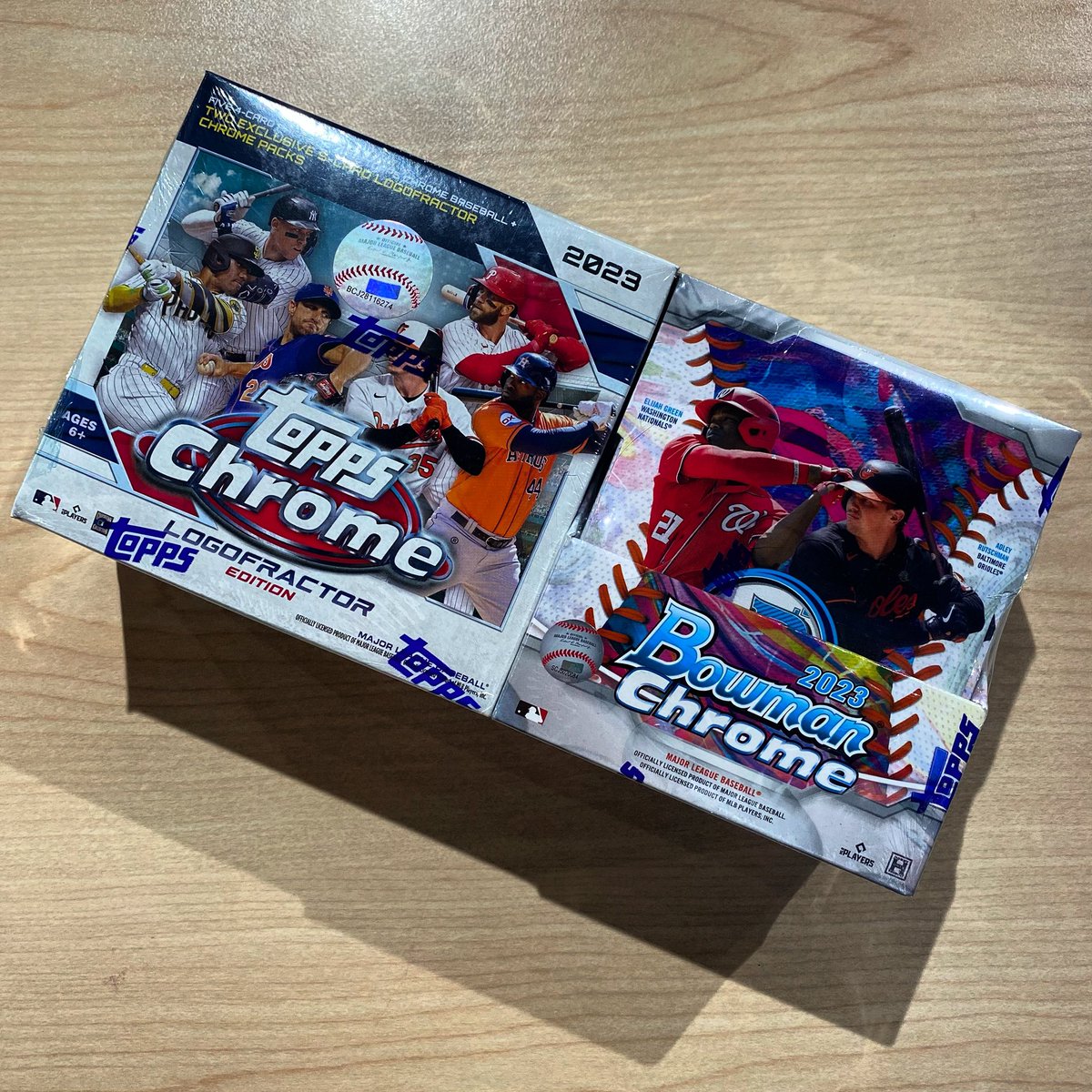 mlbstorenyc's tweet photo. Topps Chrome Combo ⚾️ 

The combo includes a 2023 Topps Logofractor Edition and a 2023 Bowman Chrome Master Box. Available now!

#MLBStoreNYC
#ToppsLogofractor
#BowmanChrome https://t.co/NJwNsEcVV9
