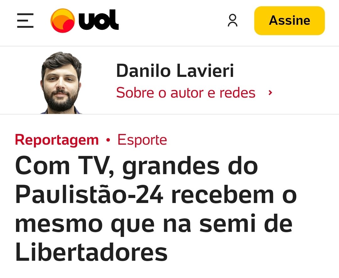 Com TV, grandes do Paulistão-24 recebem o mesmo que na semi de Libertadores