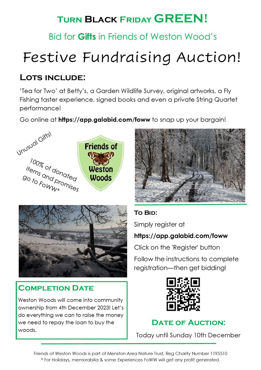 MenstonNature's tweet photo. Please share our auction widely! Many unusual lots - bid for yourself or as gifts for Christmas! All proceeds raised go to the purchase of the woods we are saving for future generations. https://t.co/lz8aHBQhne