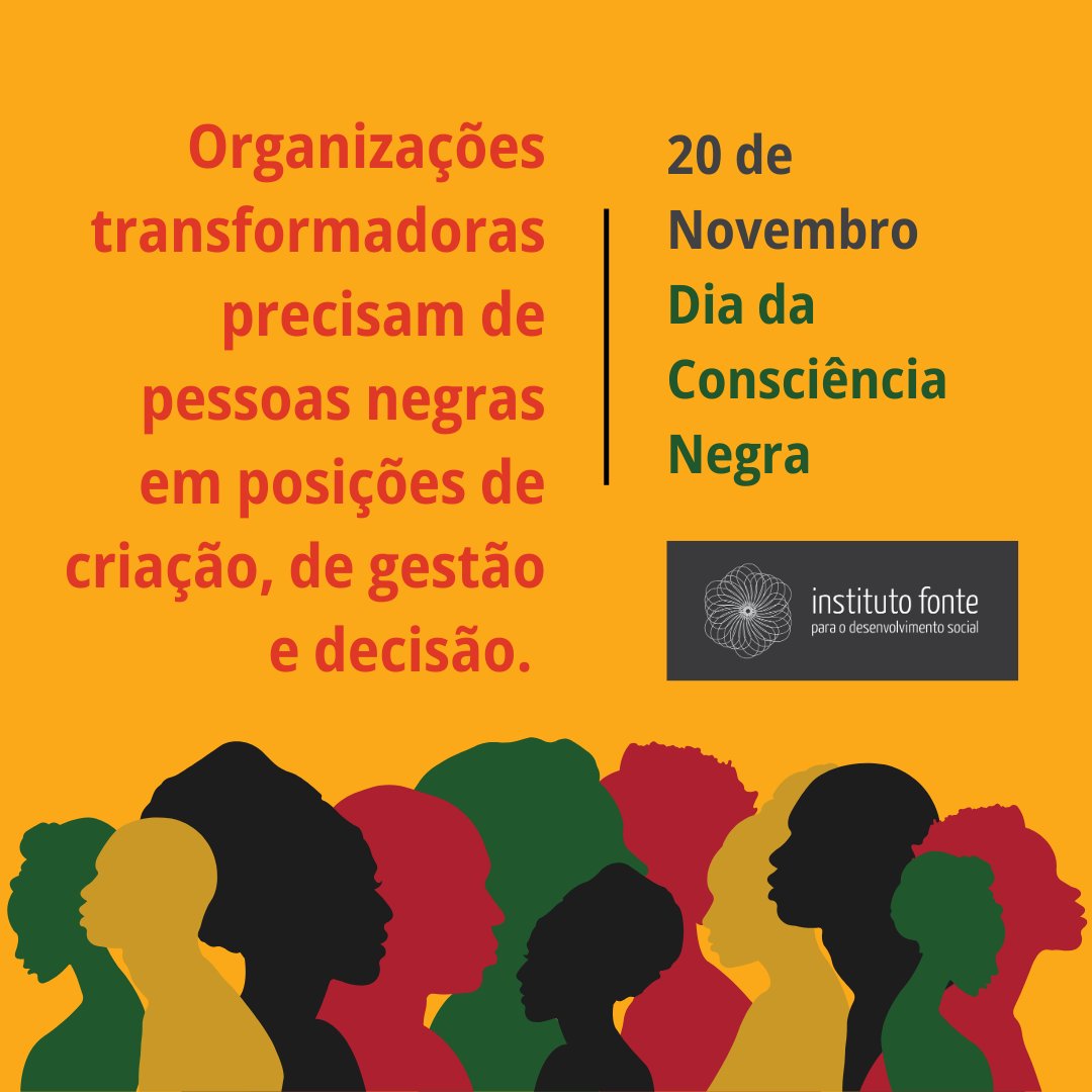 Nossas ações, enquanto organizações que atuam pelo desenvolvimento socioambiental, devem pensadas, criadas, conduzidas, planejadas, avaliadas e monitoradas por pessoas negras. #diadaconsciencianegra