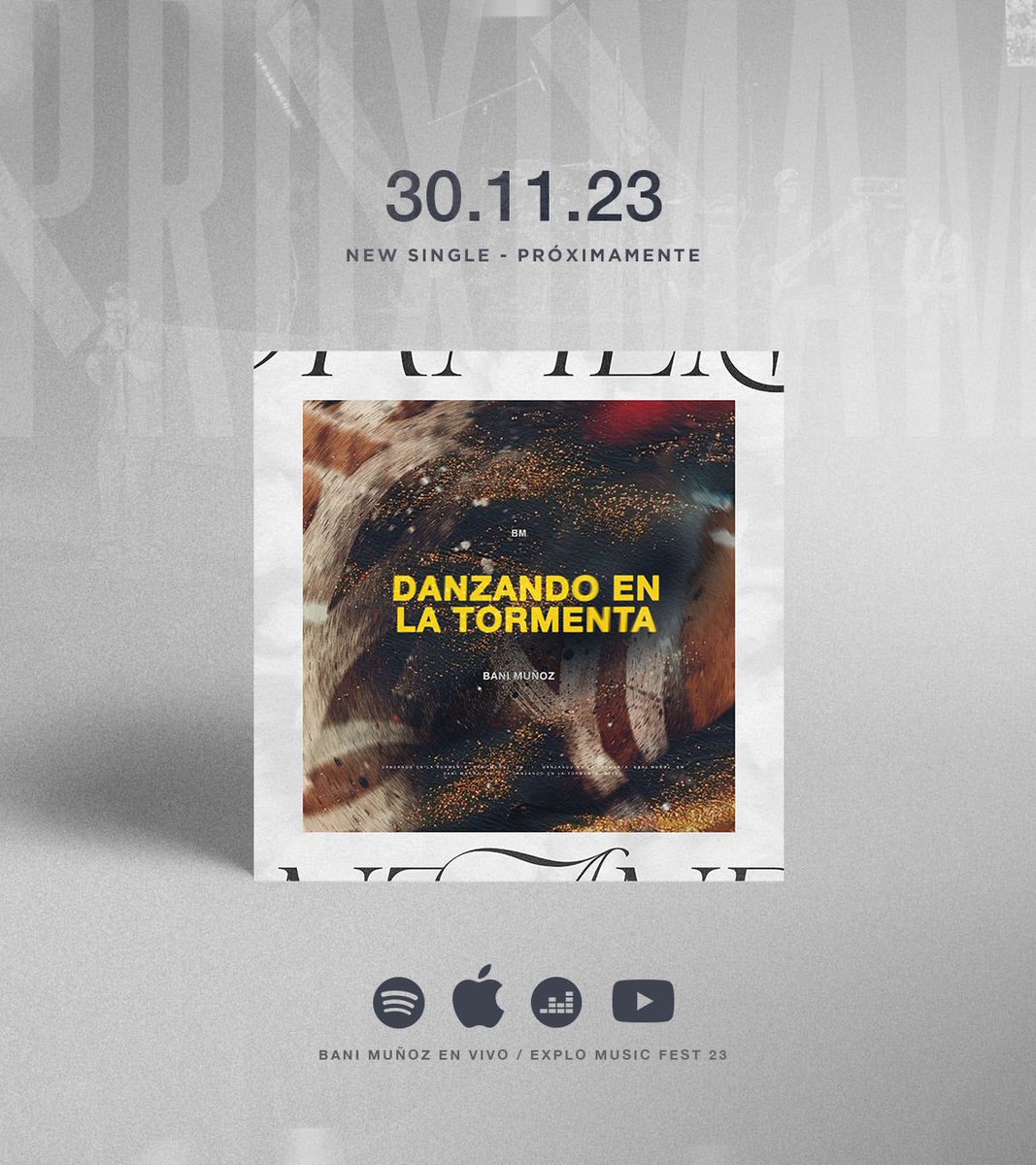 🚨 NUEVA MÚSICA 🚨 
Separa el 30 de Noviembre para poder escuchar el nuevo single “DANZANDO EN LA TORMENTA” en todas las plataformas. Dale al link de PRE-SAVE:
bfan.link/danzando-en-la…