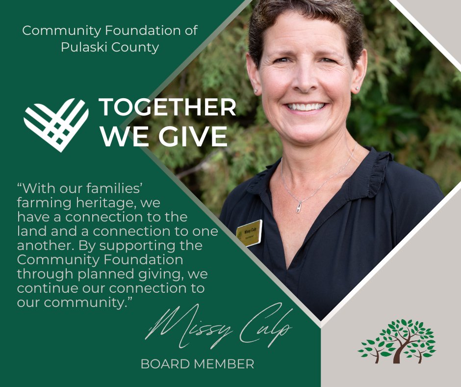 #GivingTuesday is a week away!  We appreciate Missy's service on the board of directors and her support of our mission to build resources, engage people, and inspire generosity to enrich lives in Pulaski County!