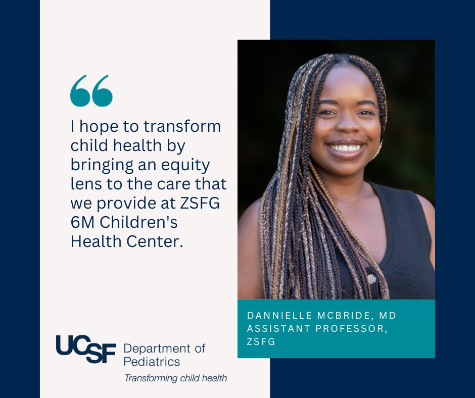 UCSFPediatrics's tweet photo. Dr. Dannielle McBride joined our @ZSFGCare faculty team this year! We’re thrilled our former chief resident and @UCSF_PLUS alum is staying at UCSF to continue bringing transformative ideas on education and equity to life. https://t.co/1uuuEmsOrL