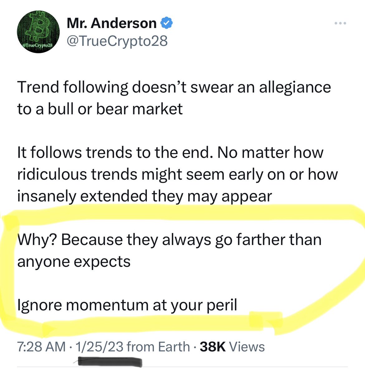 Truecrypto's tweet photo. #BTC

Aside from calling this entire move from the absolute bottom, calling every single pivot low since, and never wavering once in my conviction, I also want to point out this tweet from 10 months ago

Remember the lesson here

"They ALWAYS go further than anyone expects." https://t.co/dj31enwVuI