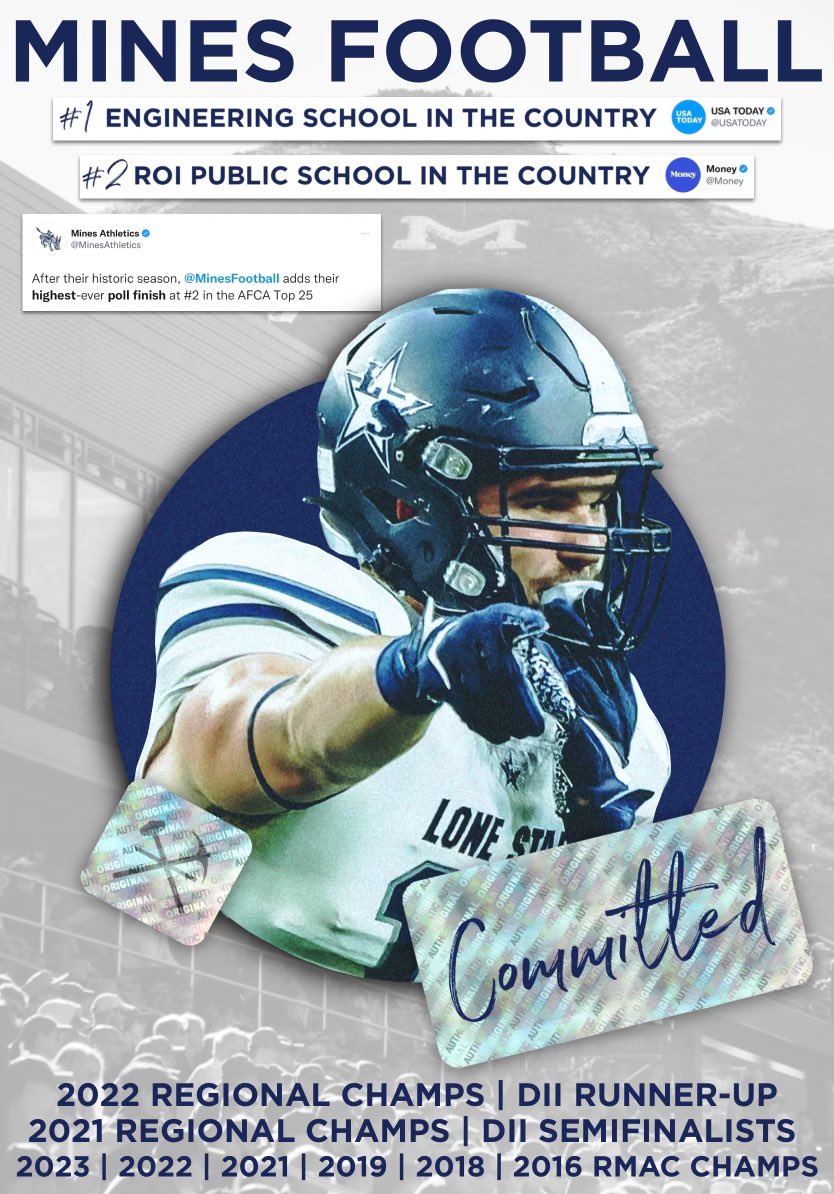 massimorusso_'s tweet photo. 100%!!⚒️⚒️@MinesFootball @CoachS_Nelson @TimBrandon5 @coachTthomas6 @CoachDiedrick @coach_sterbick @KyleMossakowski @drkharp @CoachJRayburn @LSHS_FBRecruits #AGTG https://t.co/ieOV18mqCS