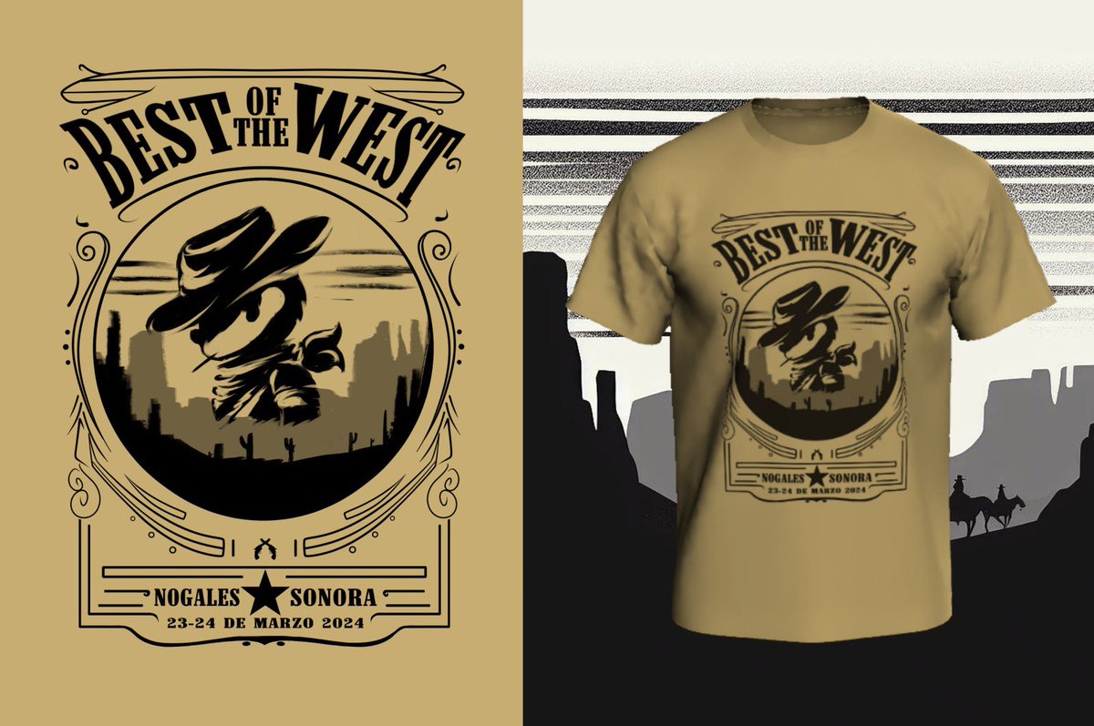 ¡Presentando la camiseta que viene con el paquete de Sheriff Pass!🔥

¡Esta camiseta sera edición limitada*, ya que solo estará disponible para las personas que compren su entrada por medio del Sheriff Pass!🤠

¡Aparta tu lugar para Best of the West II y consigue esta camiseta!🌵