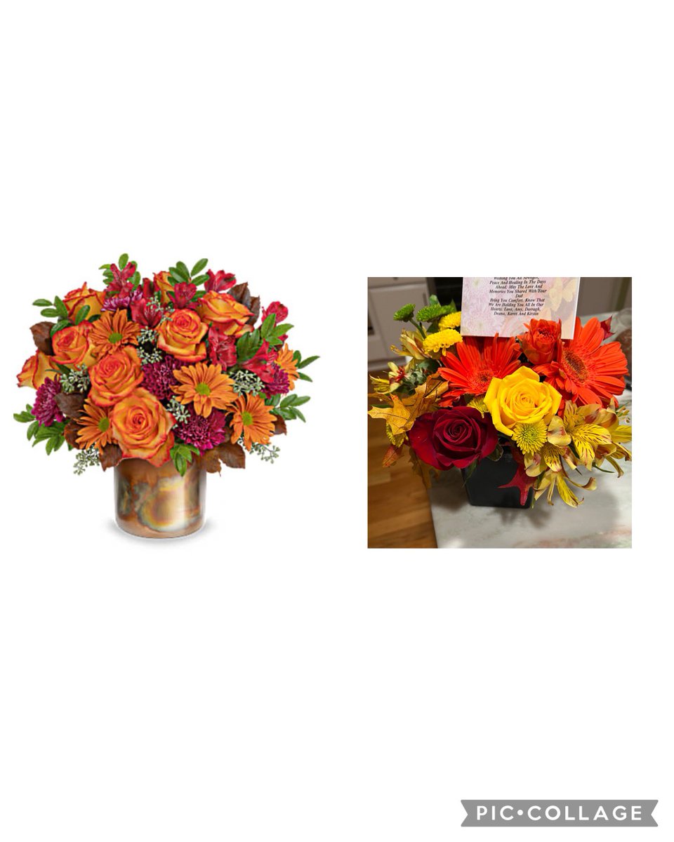AmyJohnson8570's tweet photo. @Teleflora Soooo disappointed w/ my order today. Ordered the one on the left, got the one on the right. Was supposed to be a premium arrangement, but the one sent to my friend has a black plastic box w/ visible Scotch tape. So disappointing and embarrassing! Total waste of money! https://t.co/vxMvPjxFAF
