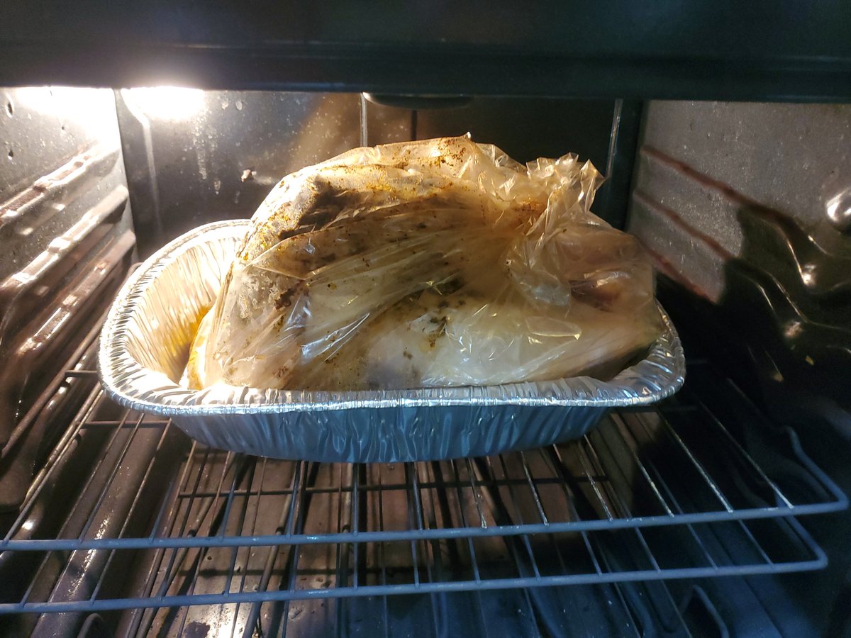 epweaver's tweet photo. We started cooking for our classroom annual Thanksgiving Feast today. There was a little mishap with one of the turkeys not thawing completely, but the turkey is in the oven and will be ready for tomorrow. #traditions #thankful https://t.co/prdWe6EY4y