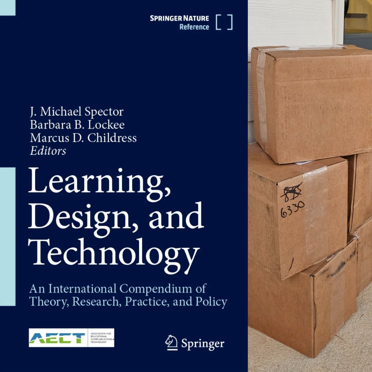 MarcusChildress's tweet photo. The UPS man just made a delivery. Five boxes, each containing all five volumes (4184 pages) of Spector, J.M., Lockee, B.B., Childress, M.D. (eds.) - Learning, Design, and Technology: An International Compendium of Theory, Research, Practice, and Policy. https://t.co/aXc9kD8J4q https://t.co/qQaGgHGIlK