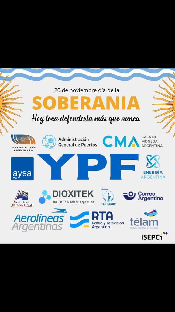 Todas estas empresas están en la lista de Milei para ser privatizadas .

El Estallido de La derecha en Argentina 
<a href="/AgenciaElVigia/">Agencia El Vigía</a> 
<a href="/lanavecomunica3/">lanavecomunica3</a>