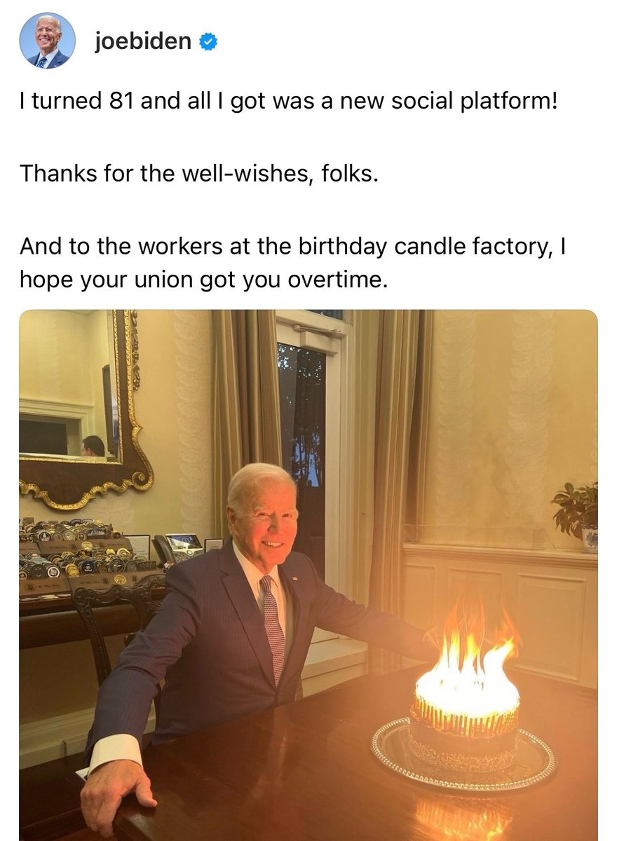 JoeBiden's tweet image. It’s true over here on the campaign side, too. I’ve joined Threads. Follow me there: threads.net/@joebiden.