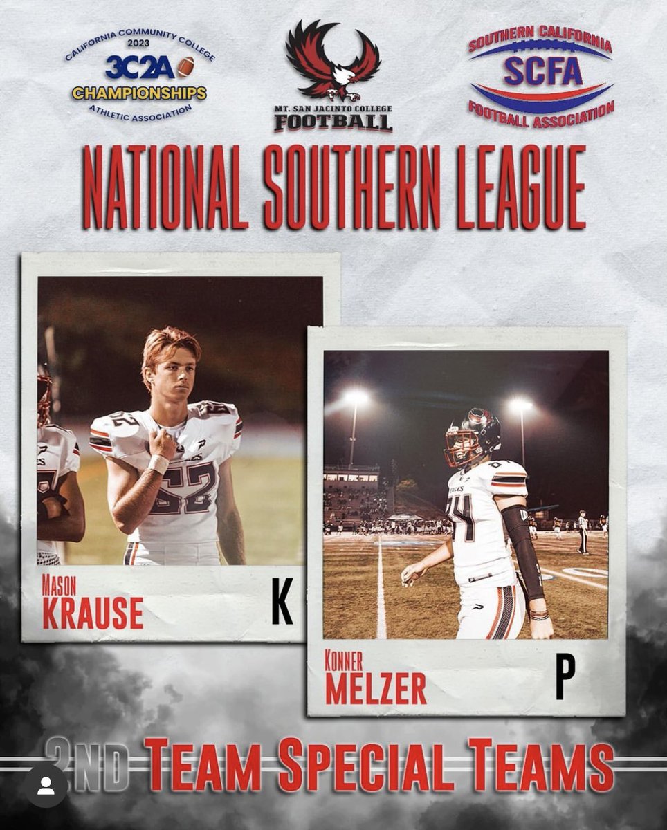 Mason Krause (@masonkrause2023) on Twitter photo I’m very blessed to be recognized as 2nd team all league kicker alongside my holder and punter <a href="/konner_melzer/">Konner Melzer</a> in the national southern juco football league.
<a href="/Chris_Sailer/">Chris Sailer Kicking</a>
<a href="/NextLevelKick1/">NextLevelKicking</a>
<a href="/coach_mo_/">Casey Mazzotta</a>
<a href="/CoachJSchaeffer/">Justin J. Schaeffer</a>
<a href="/ThePuntFactory/">Aaron Perez</a> I’m very blessed to be recognized as 2nd team all league kicker alongside my holder and punter <a href="/konner_melzer/">Konner Melzer</a> in the national southern juco football league.
<a href="/Chris_Sailer/">Chris Sailer Kicking</a>
<a href="/NextLevelKick1/">NextLevelKicking</a>
<a href="/coach_mo_/">Casey Mazzotta</a>
<a href="/CoachJSchaeffer/">Justin J. Schaeffer</a>
<a href="/ThePuntFactory/">Aaron Perez</a>