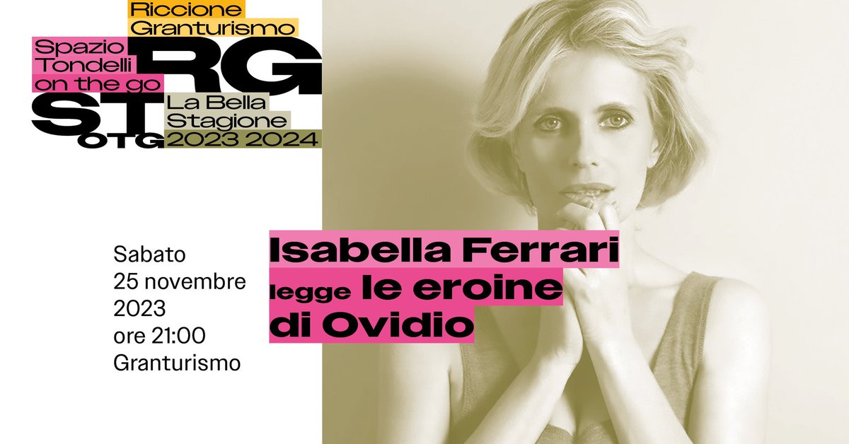 Sabato 25 novembre, Isabella Ferrari accompagnata dal Maestro Roberto Prosseda porta in scena sul palco della Granturismo di #Riccione Le eroine di Ovidio in occasione della Giornata internazionale per l'eliminazione della violenza contro le donne