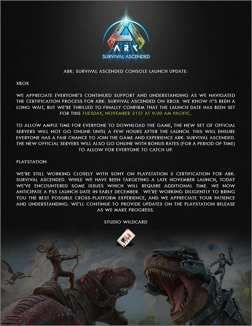 ARK: Survival Ascended (@survivetheark) on Twitter photo 2023-11-20 23:51:49