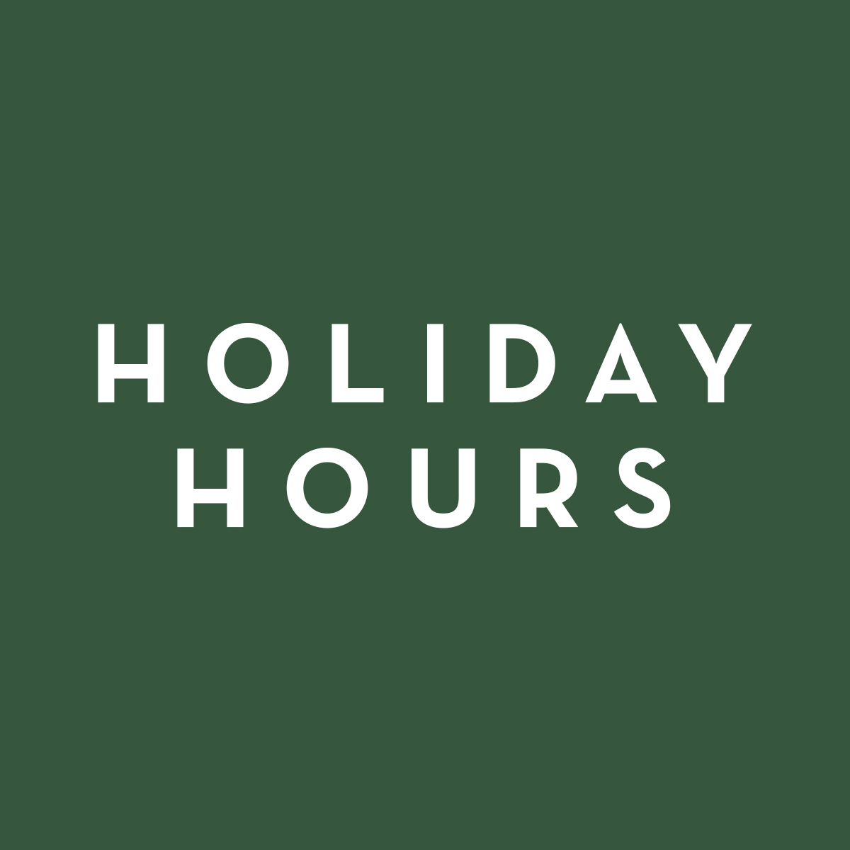Here’s a look at our holiday hours as you plan your holiday gatherings:

• Thanksgiving weekend, Nov. 23-27: closed
• Christmas Eve: 5-9 p.m. (no happy hour)
• Christmas: closed
• New Year’s Eve: 5-10 p.m. (no happy hour)
• New Year’s Day(s), Jan. 1-2: closed