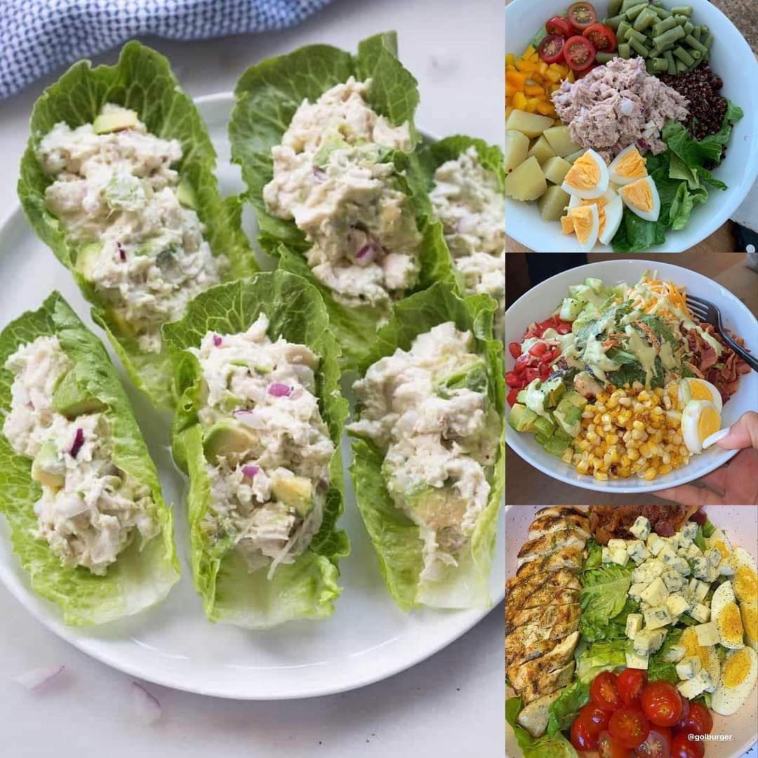 NutriologoGiron's tweet photo. Ideas para la cena 🍲🥚🥑🍅🥦🥬🥒

Plato 1

Enlazada de atún con cebolla y aguacate 🥑 
Lechuga 🥬

Plato 2

Atún
Huevo 🥚 
Judías verdes
Tomate cherry
Patata 🥔 
Pimiento amarillo

Plato 3

Tomate 🍅 
Aguacate 🥑 
Lechuga 🥬 
Maíz 🌽 
Pepino 🥒 
Queso rallado
Baicon ahumado

Plato 4

Pollo a la plancha
Bacon ahumado 
Tomate cherry
Huevo 🥚 
Queso 
Lechuga 🥬