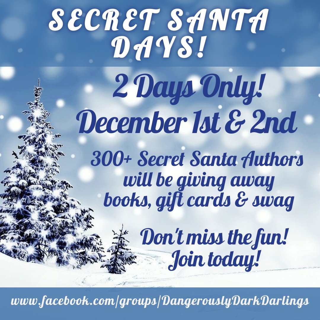 LisaBonhamBooks's tweet photo. The Don't-Miss-It Event of the Season.
Secret Santa Days!
Over 350 Secret Santa Authors will be gifting you books, gift cards, and swag! 
Join the fun here: https://t.co/L3SPCrutp8
#BookishEvent #SecretSanta #HolidayEvent https://t.co/UAHdFuhuSs