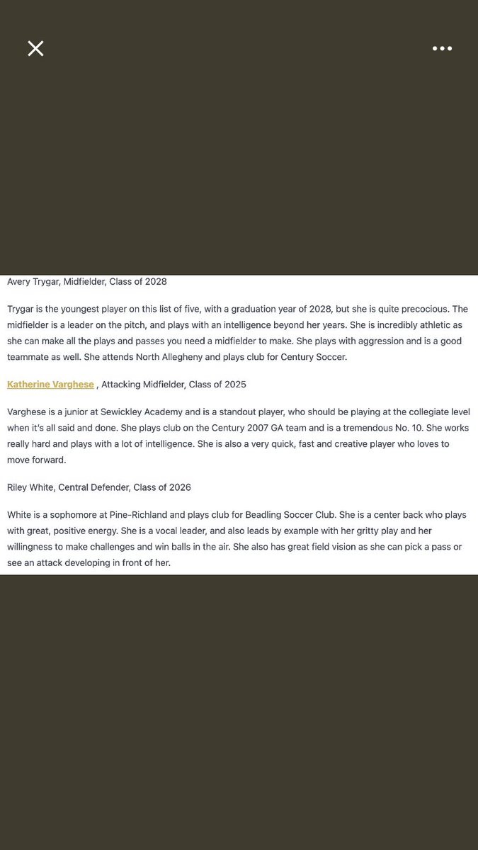 Thank you for the recognition! <a href="/PrepSoccer/">Prep Soccer ⚽️</a> <a href="/Century_Utd/">Century United</a> <a href="/nasoccergirls/">North Allegheny Girls Soccer</a> <a href="/ImCollegeSoccer/">College Soccer Truth ™</a>