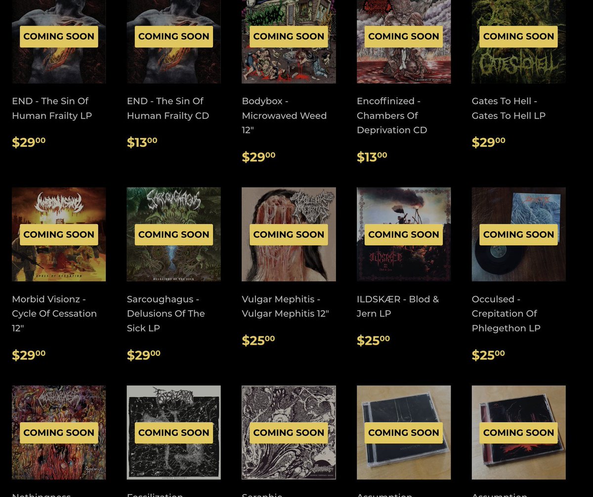 MeteorGem's tweet photo. ☠️UPCOMING SECTION☠️
Make sure to keep an eye on our upcoming section. We have lots of great pieces en route to the shop. Make sure to sign up for notifications and receive and email once they arrive at the shop. LINK IN COMMENTS
#maggotstomp #vinylrecords #gatestohell https://t.co/a2MfODt2PM