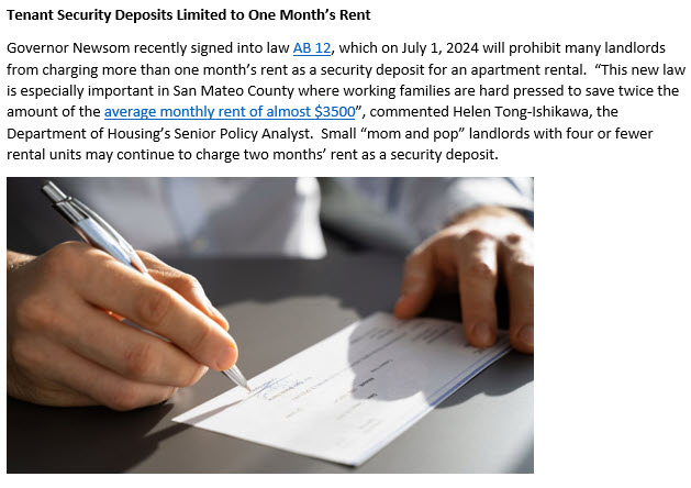 DeptofHousing's tweet photo. @County_DOH Tenant Security Deposits Limited to One Month’s Rent - https://t.co/k4sIpS71y1