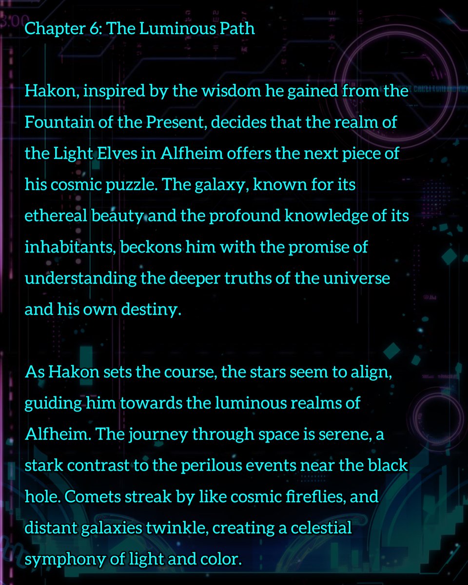 skolworks's tweet photo. ~The Many Fates of Hakon~
Chapter 6: The Luminous Path
#aiart #aiartcommunity #writer #writing #sciencefiction #imagine #fantasy #people #SkolworksSaga #ChooseYourVikingFate #SkolworksStories #AsgardAIAdventures #SkolworksStoryForge #Midgardmonday #viking #hakon #Alfheim https://t.co/NUzAzAi101